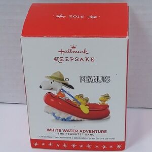 2016 Snoopy Hallmark White Water Adventure Christmas Ornament NIB & Woodstock